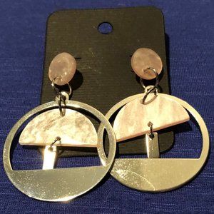 Light Pink Acrylic and Shiny Silver Hoops